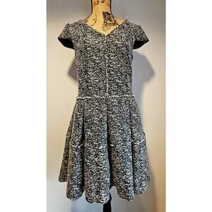Betsey Johnson Dress Tweed Fit/Flare Black White, Fully Lined, Gorgeous, Sz 6